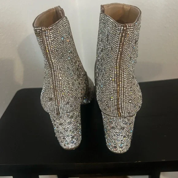 Betsey Johnson Cady Silver Rhinestone booties with pointed toe - Picture 4 of 6